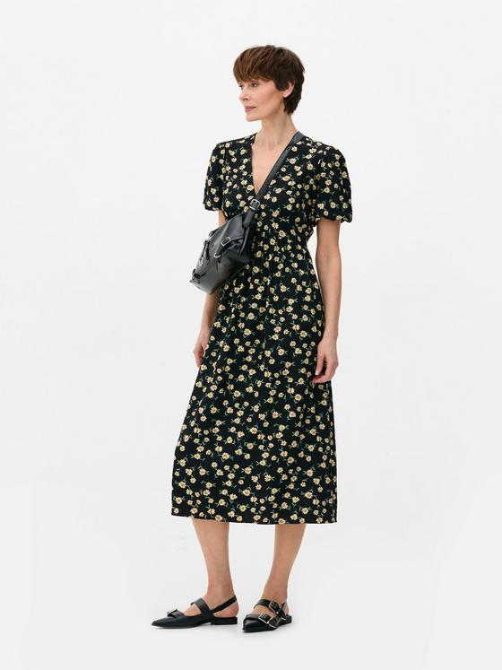 Floral V-Neck Midi Dress