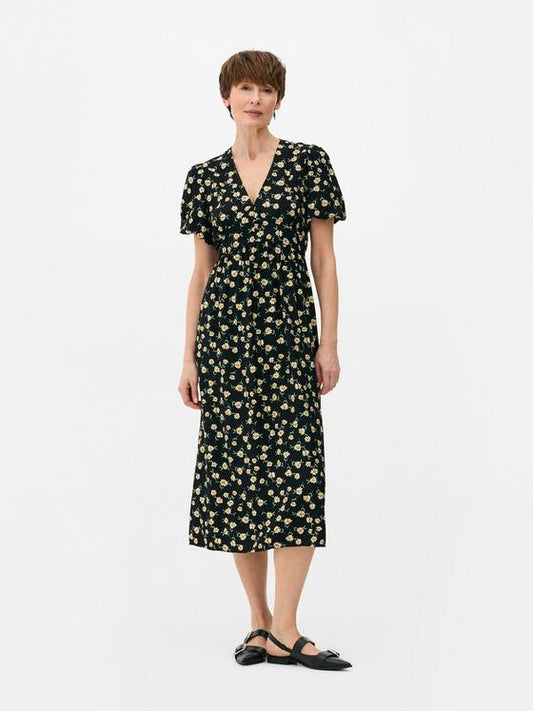 Floral V-Neck Midi Dress