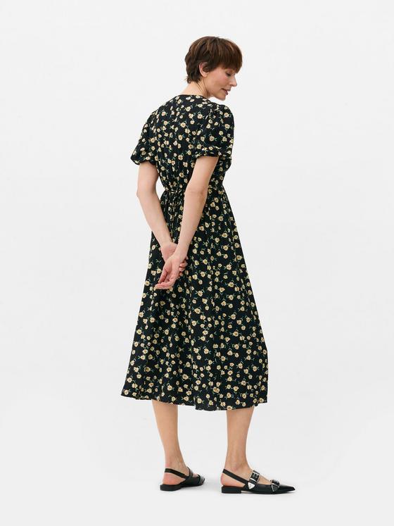 Floral V-Neck Midi Dress