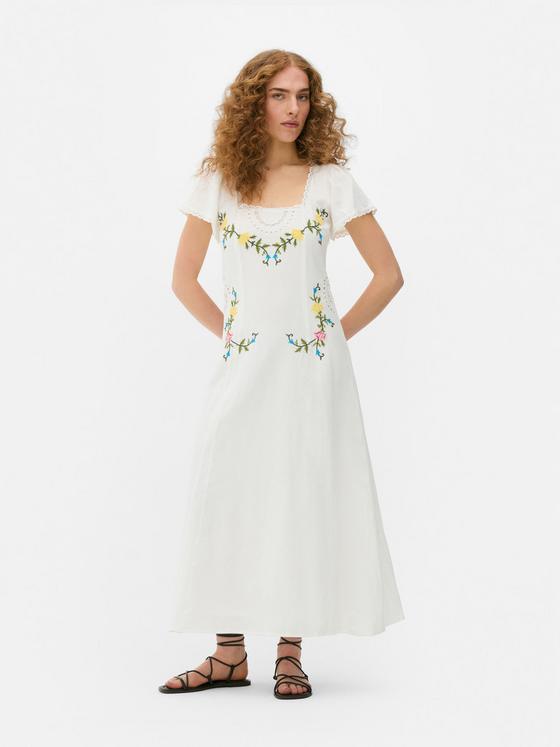 Embroidered Midi Dress