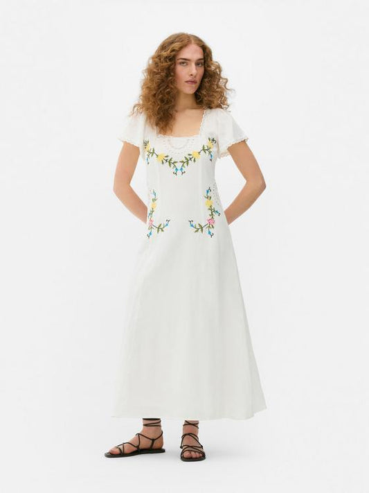 Embroidered Midi Dress
