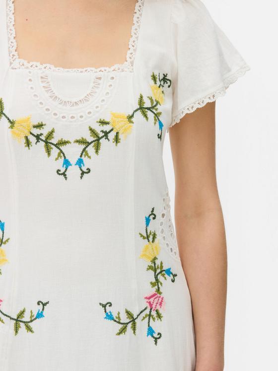 Embroidered Midi Dress