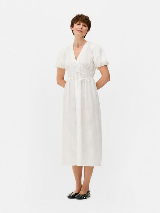 Textured Button Midi Dress