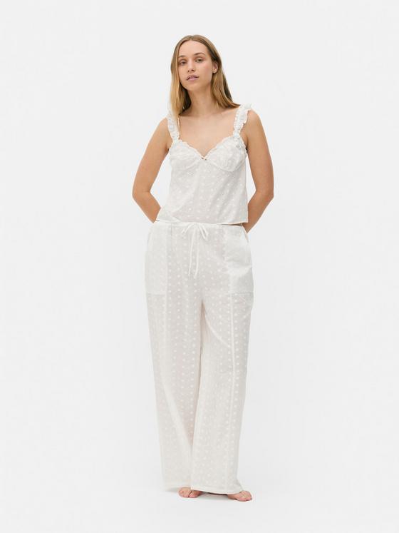 Broderie Wide Leg Pyjama Bottoms