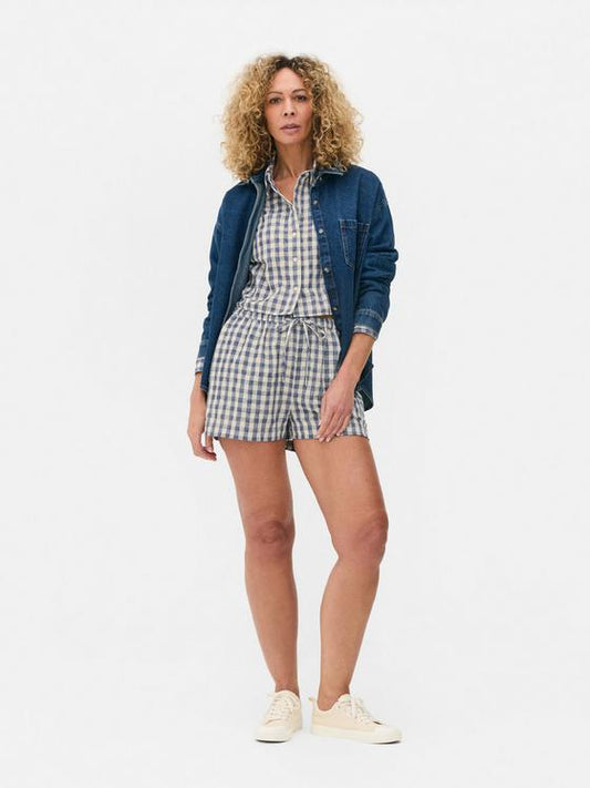 Gingham Check Drawstring Shorts