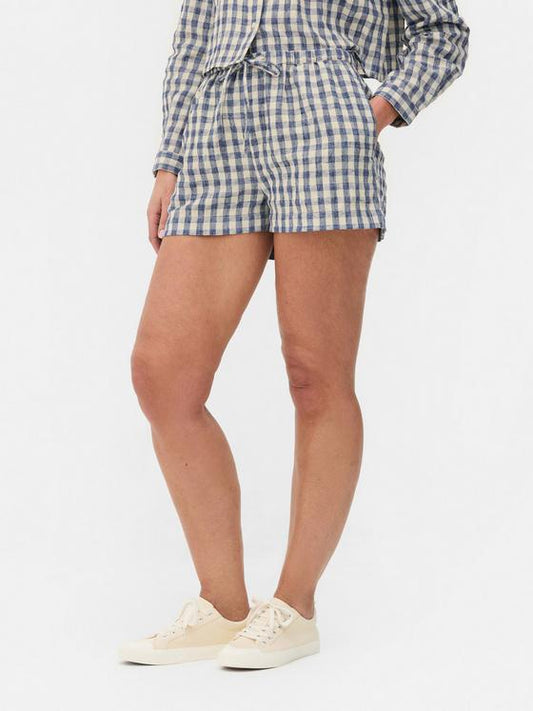 Gingham Check Drawstring Shorts