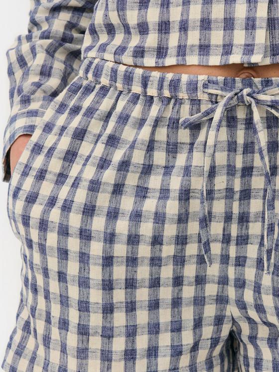 Gingham Check Drawstring Shorts