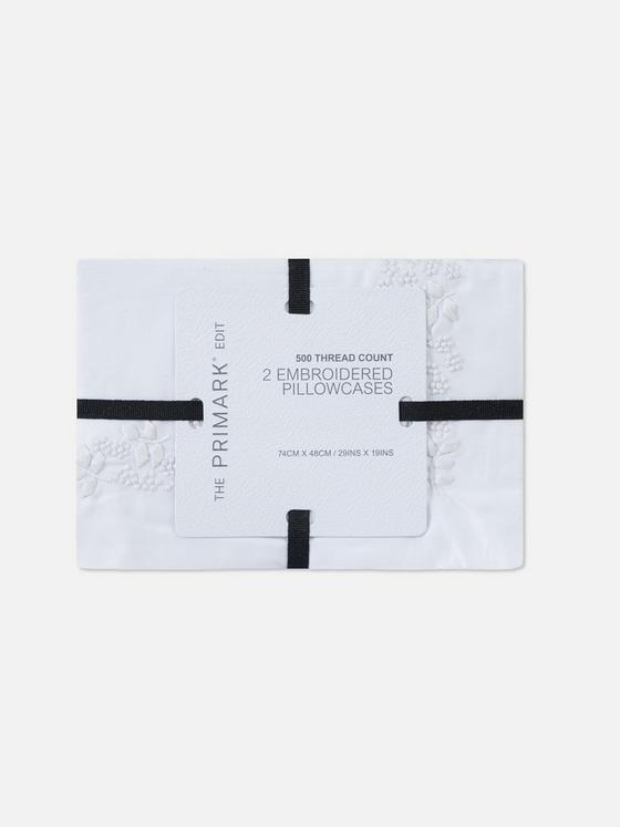 2pk The Edit 500 Thread Count Embroidered Pillowcases