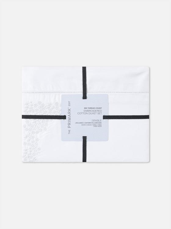 The Edit 500 Thread Count Embroidered Single Duvet Cover Set