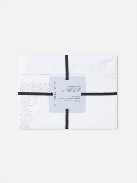 The Edit 500 Thread Count Embroidered Double Duvet Cover Set