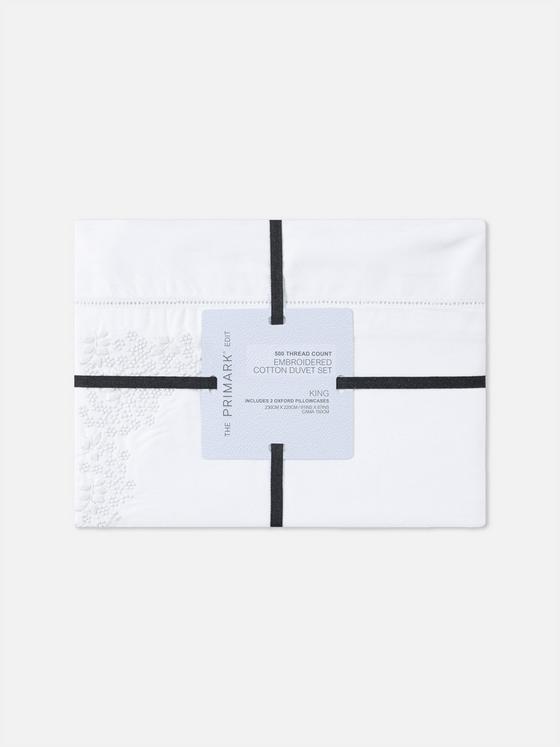 The Edit 500 Thread Count Embroidered King Duvet Cover Set