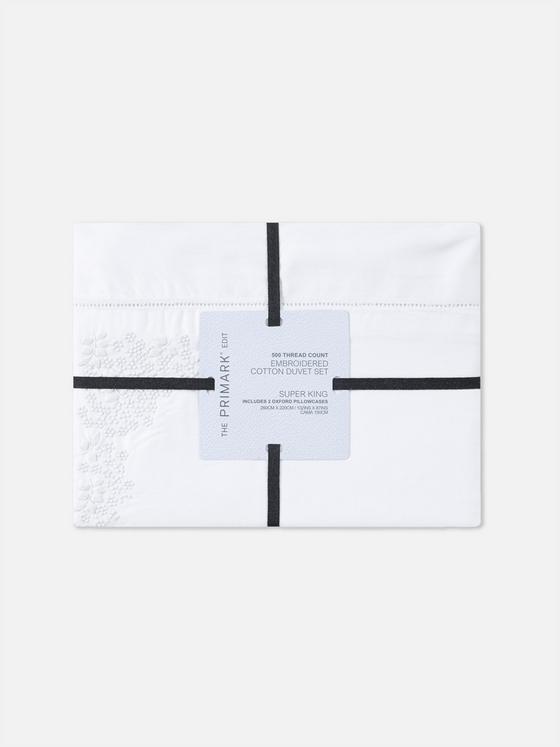 The Edit 500 Thread Count Embroidered Super King Duvet Cover Set