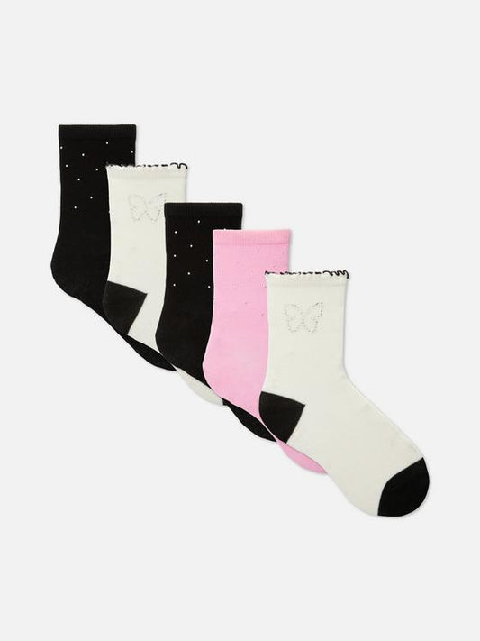 5pk Diamanté Ankle Socks