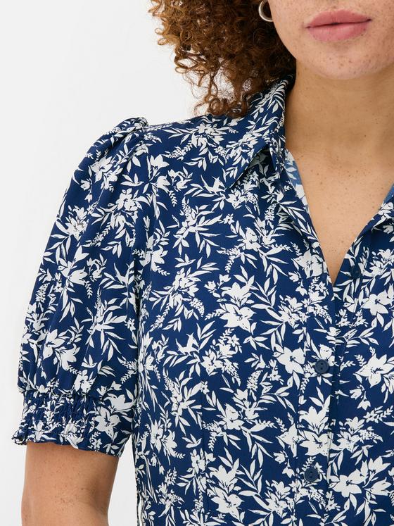 Floral Midi Shirt Dress