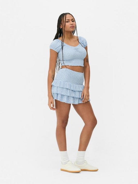 Co-ord Shirred Printed Crop Top