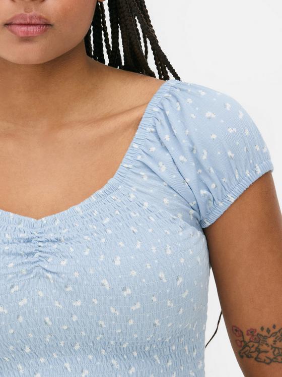 Co-ord Shirred Printed Crop Top
