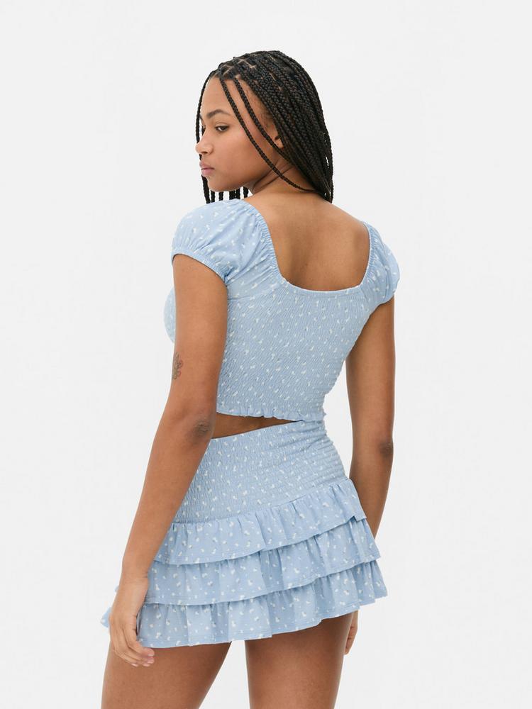 Co-ord Shirred Printed Crop Top