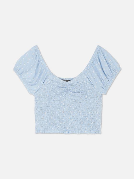 Co-ord Shirred Printed Crop Top