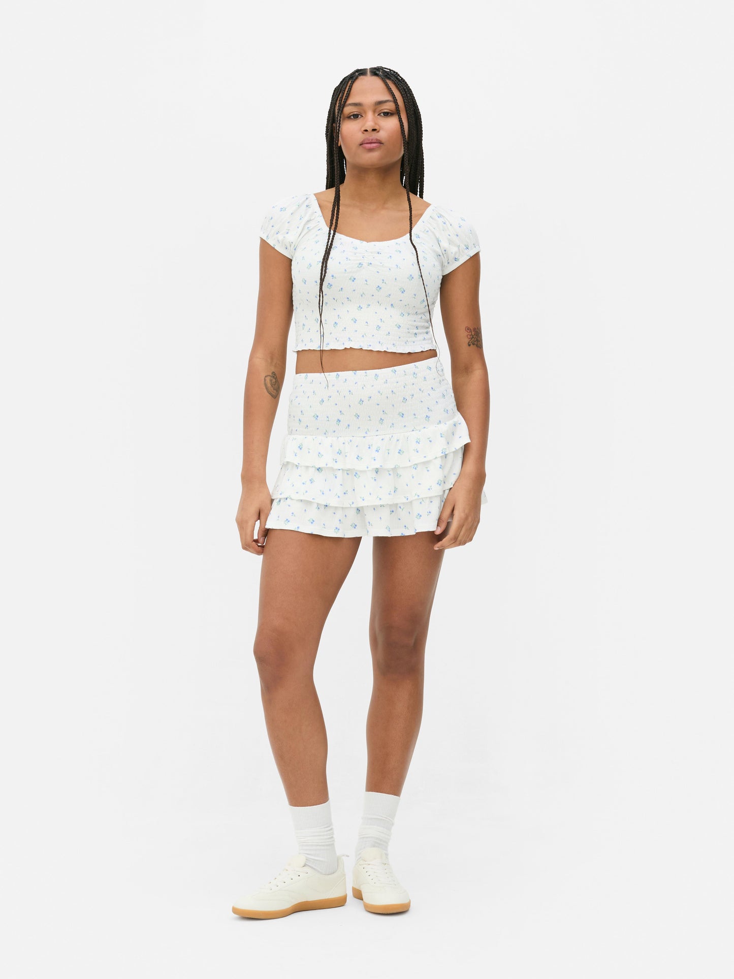 Co-ord Shirred Printed Crop Top