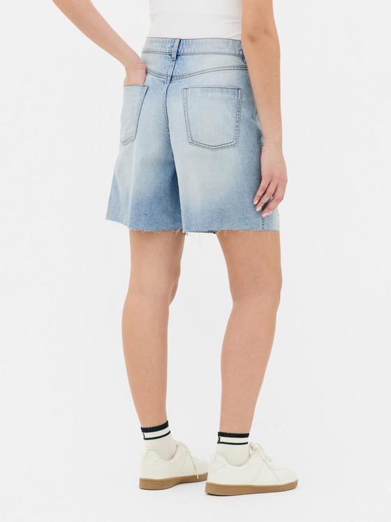 Ripped Denim Bermuda Shorts