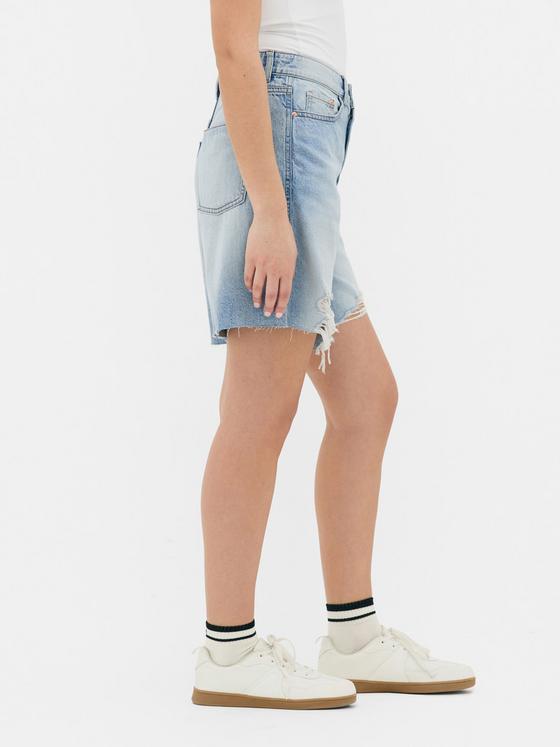 Ripped Denim Bermuda Shorts