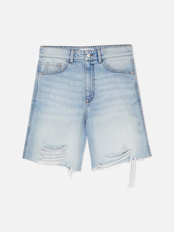 Ripped Denim Bermuda Shorts