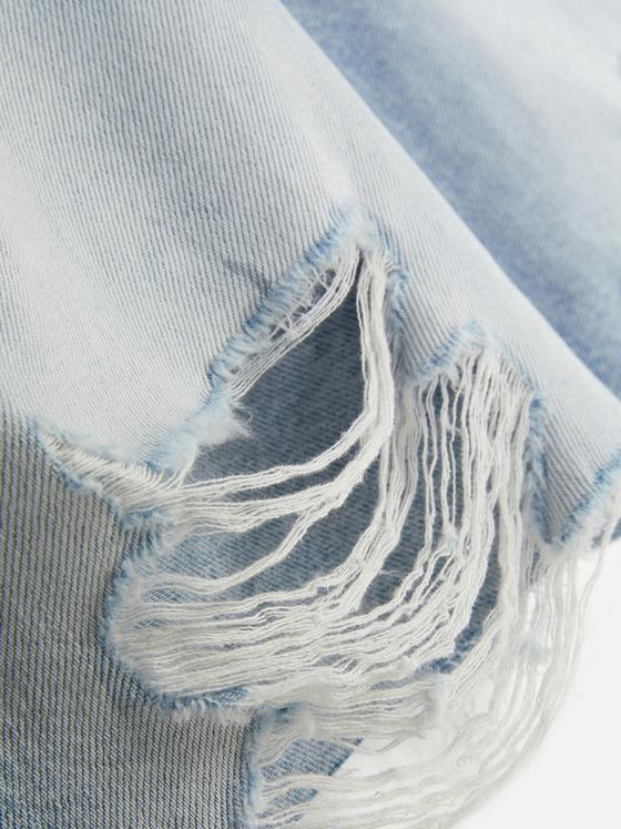 Ripped Denim Bermuda Shorts