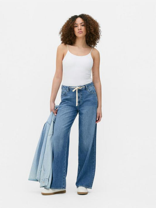 Tie Waist Wide Leg Jeans
