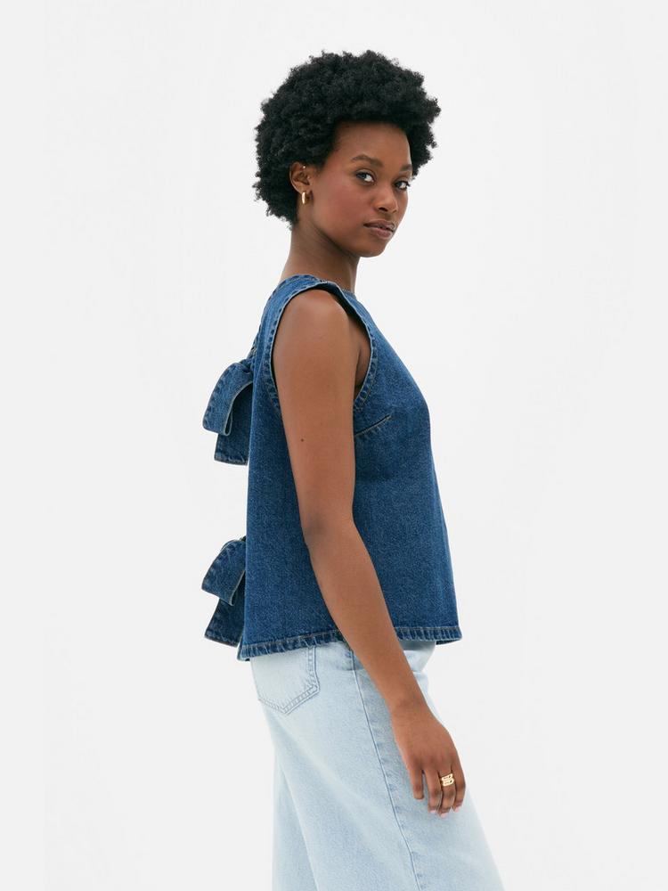 Denim Tie-Back Top