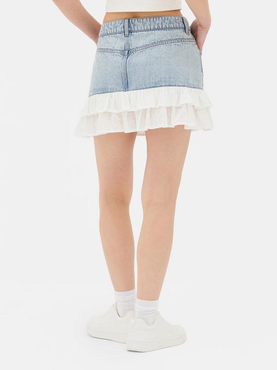 Broderie Anglaise Denim Mini Skirt