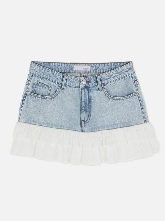 Broderie Anglaise Denim Mini Skirt