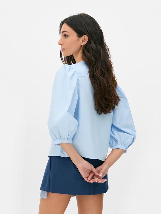 Puff Sleeve Poplin Shirt