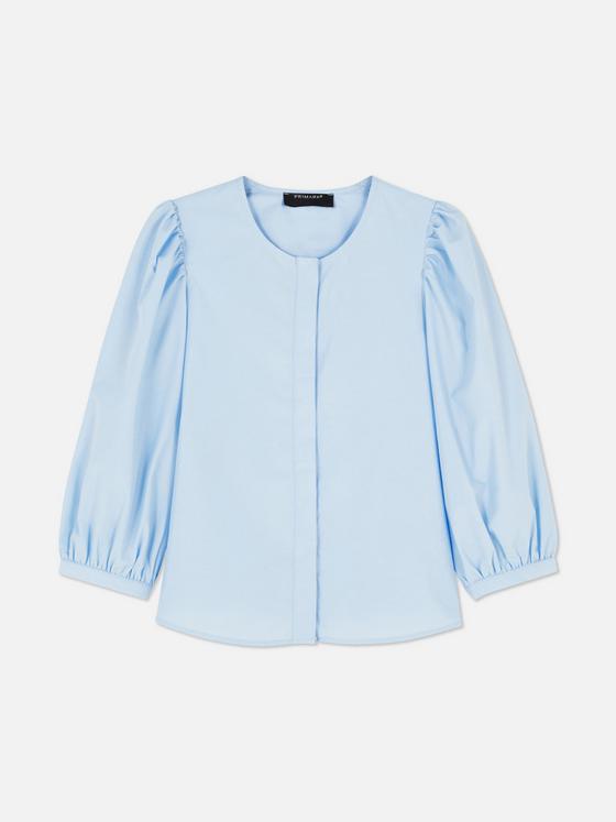 Puff Sleeve Poplin Shirt