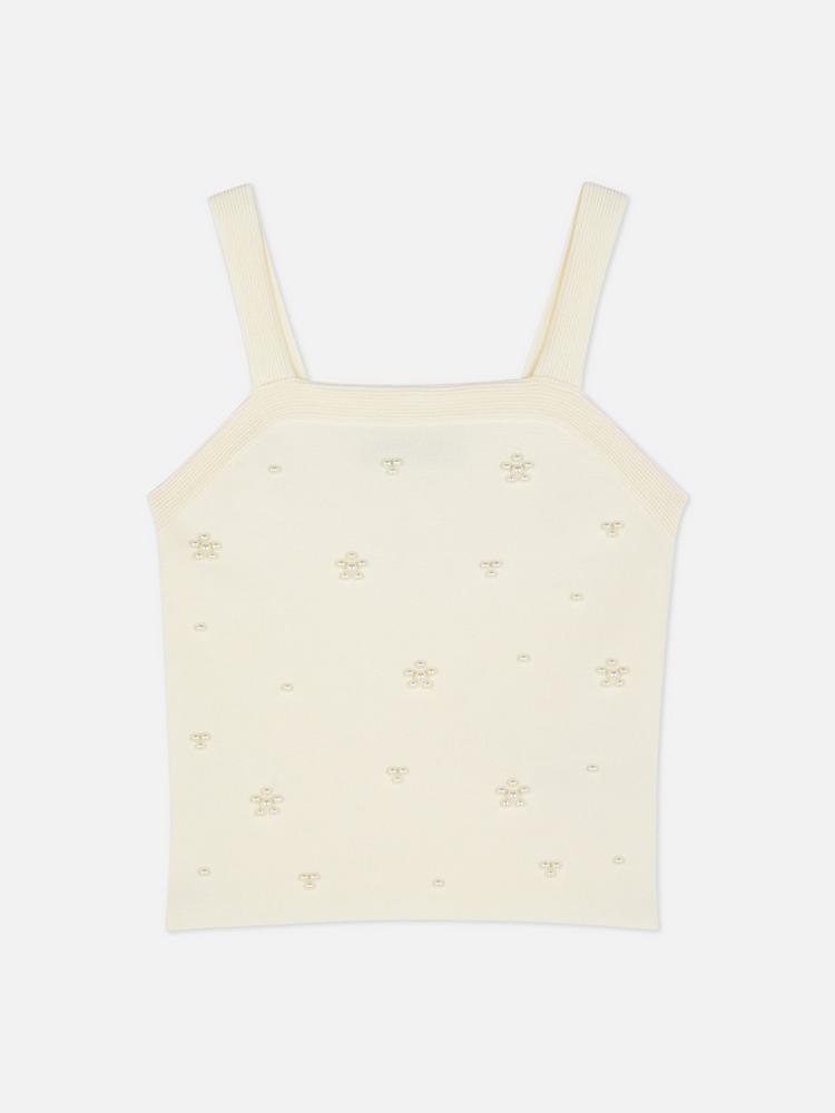 Pearl Square Neck Knitted Vest