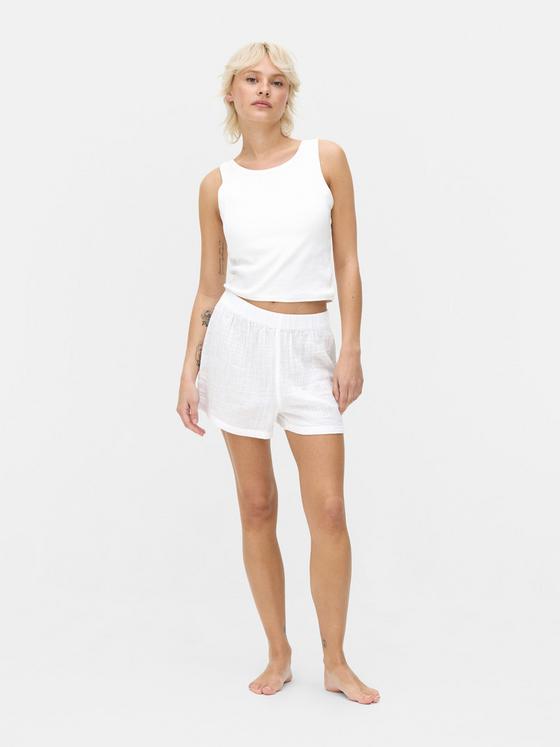 White Woven Pyjama Shorts