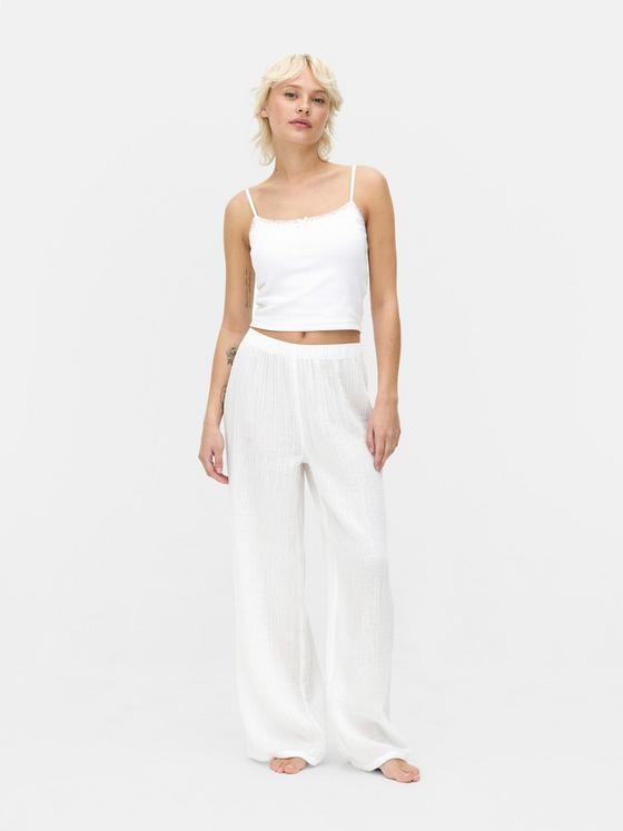 Crinkle Wide Leg Pyjama Bottoms