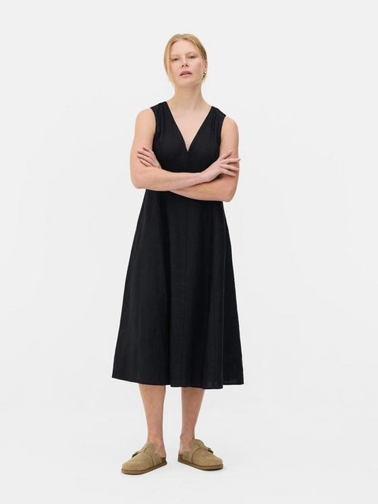 The Edit Sleeveless V-Neck Linen Dress
