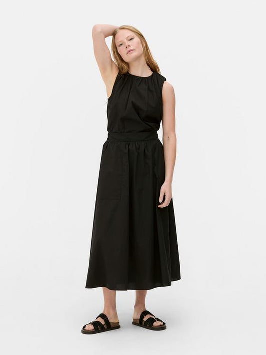 The Edit High Waisted Black Midi Skirt