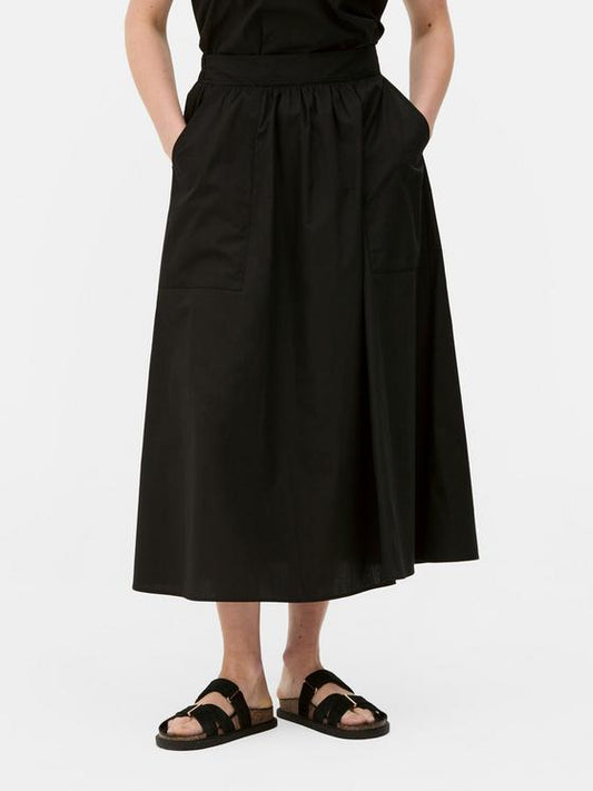 The Edit High Waisted Black Midi Skirt