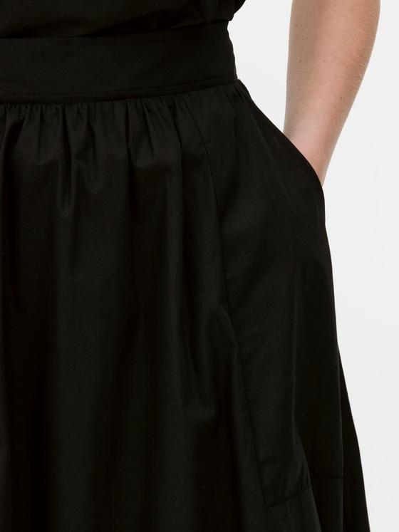 The Edit High Waisted Black Midi Skirt