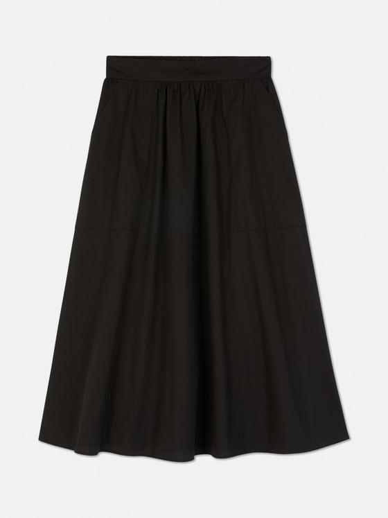 The Edit High Waisted Black Midi Skirt