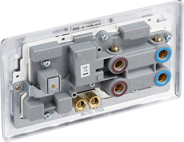 BG Chrome Cooker switch & socket with neon & White inserts