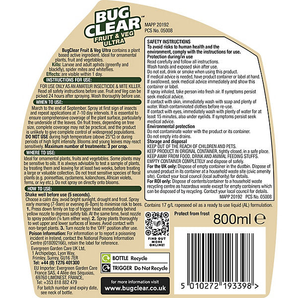 Bug Clear Pest Control Pesticide 800ml