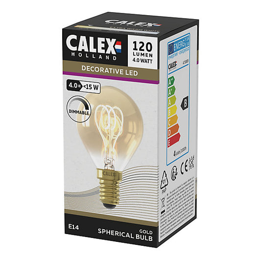 CALEX Gold Flex E14 4W 120lm 360° Amber Golf ball Extra warm white LED Dimmable Filament Light bulb