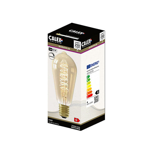 CALEX Gold Flex E27 4W 200lm 360° Amber ST64 Extra warm white LED Dimmable Filament Light bulb