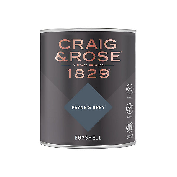 Craig & Rose 1829 Payne's Grey Eggshell Wall paint, 750ml