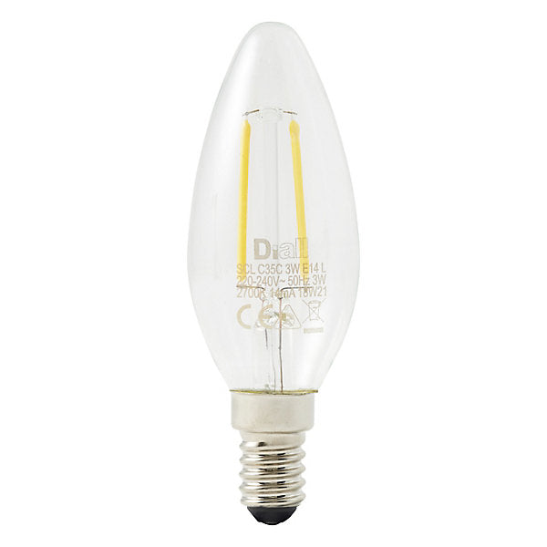 Diall E14 1.8W 250lm Clear Candle Warm white LED filament Light bulb