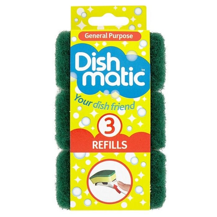Dishmatic Wash Up Brush Scrubbing Head Refill 3 Pack