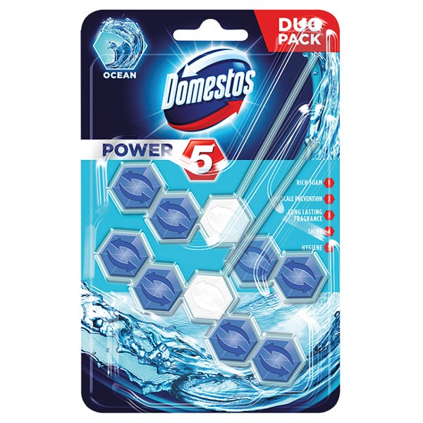 Domestos Power 5 Rim Ocean Twin Pack 2 x 55g