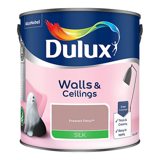 Dulux Pressed Petal Silk Wall & ceiling Emulsion paint, 2.5L